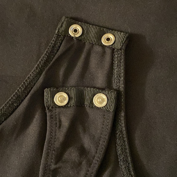 House of Harlow Black Long Sleeve V- Neck Thong Bodysuit w/ Snap Crotch - Picture 6 of 8